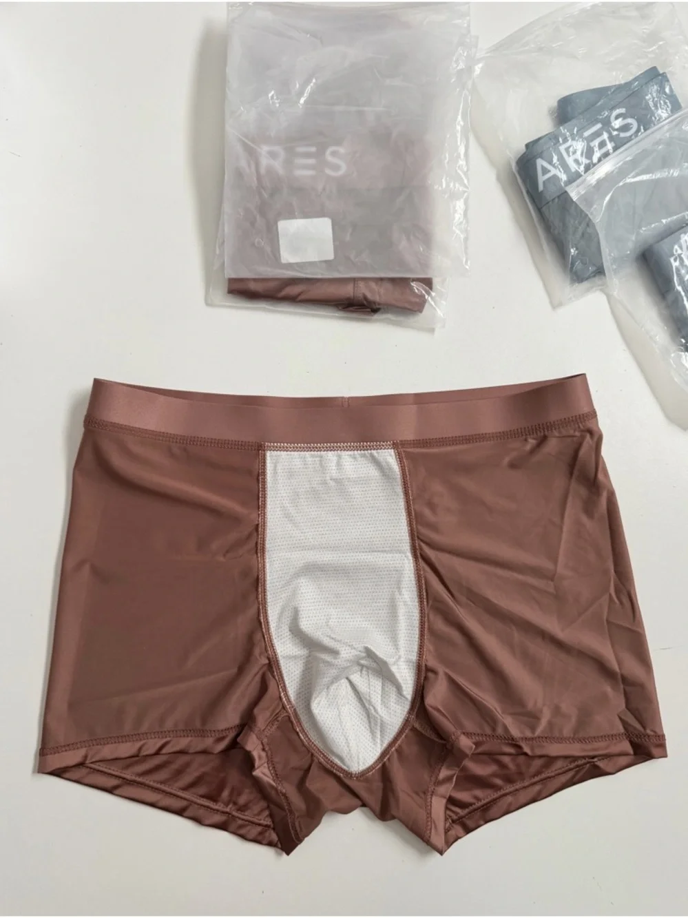 Ares Boxer Brief Silk Blend Lightweight Breathable 4 Way Stretch Blue Brown 6 Pk - Picture 6 of 15